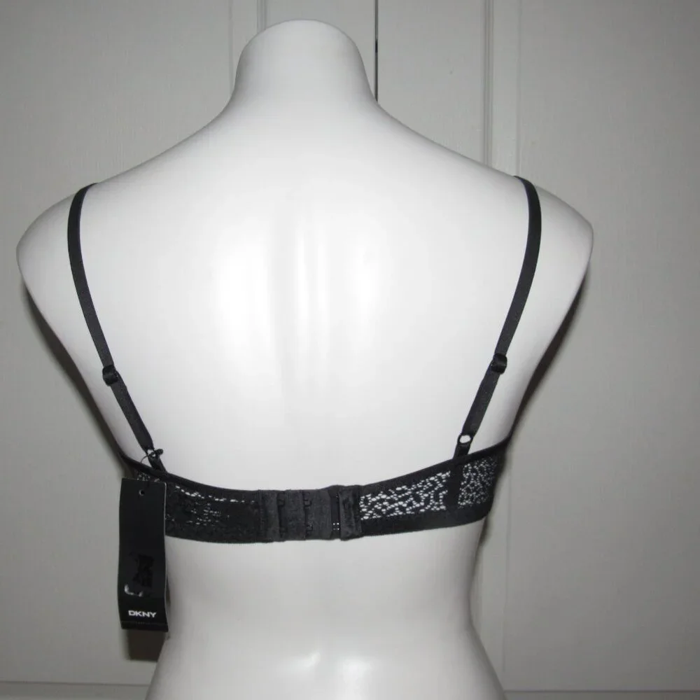 NWT DKNY Modern Lace Unlined Demi Bra 32DD Black Sheer Mesh Underwire - Picture 4 of 9